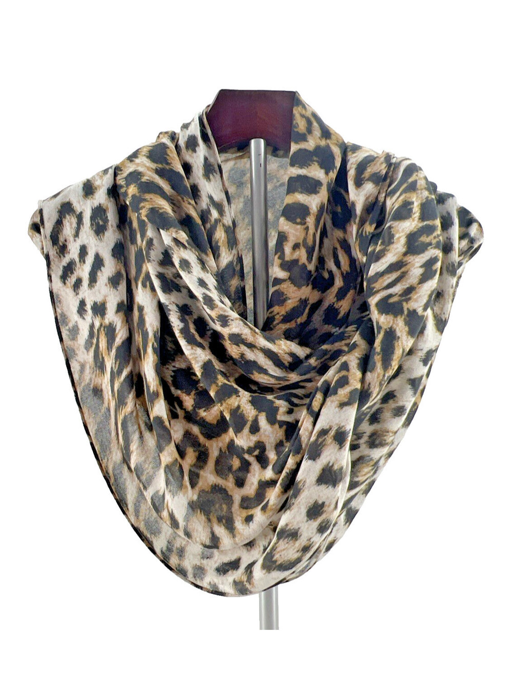 Talbots Leopard Print Oblong Scarf 27”x72” Modal Cotton Blend Fringed Animal